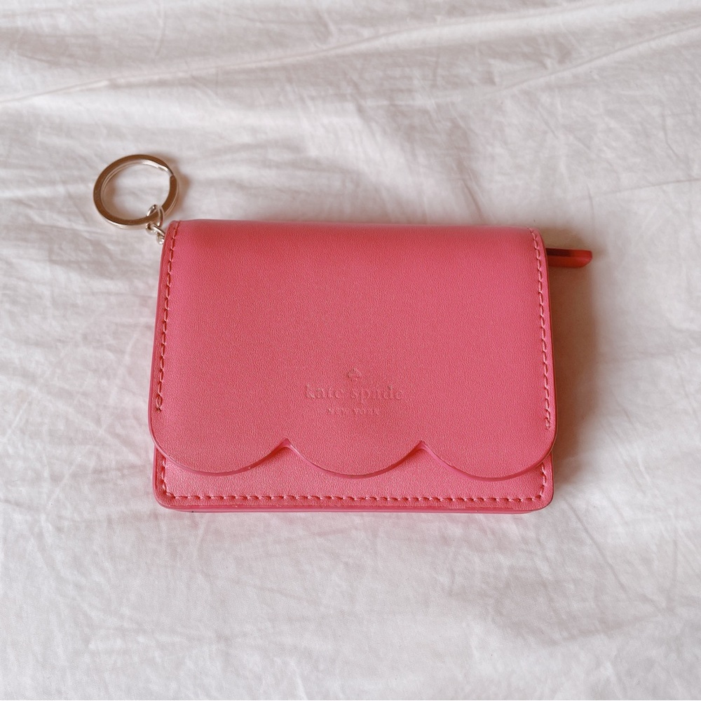 Kate spade magnolia street piper card holder wallet in pink (coral/deep plum)